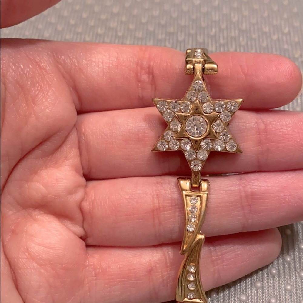 Vintage Gold Star Bracelet With Crystals